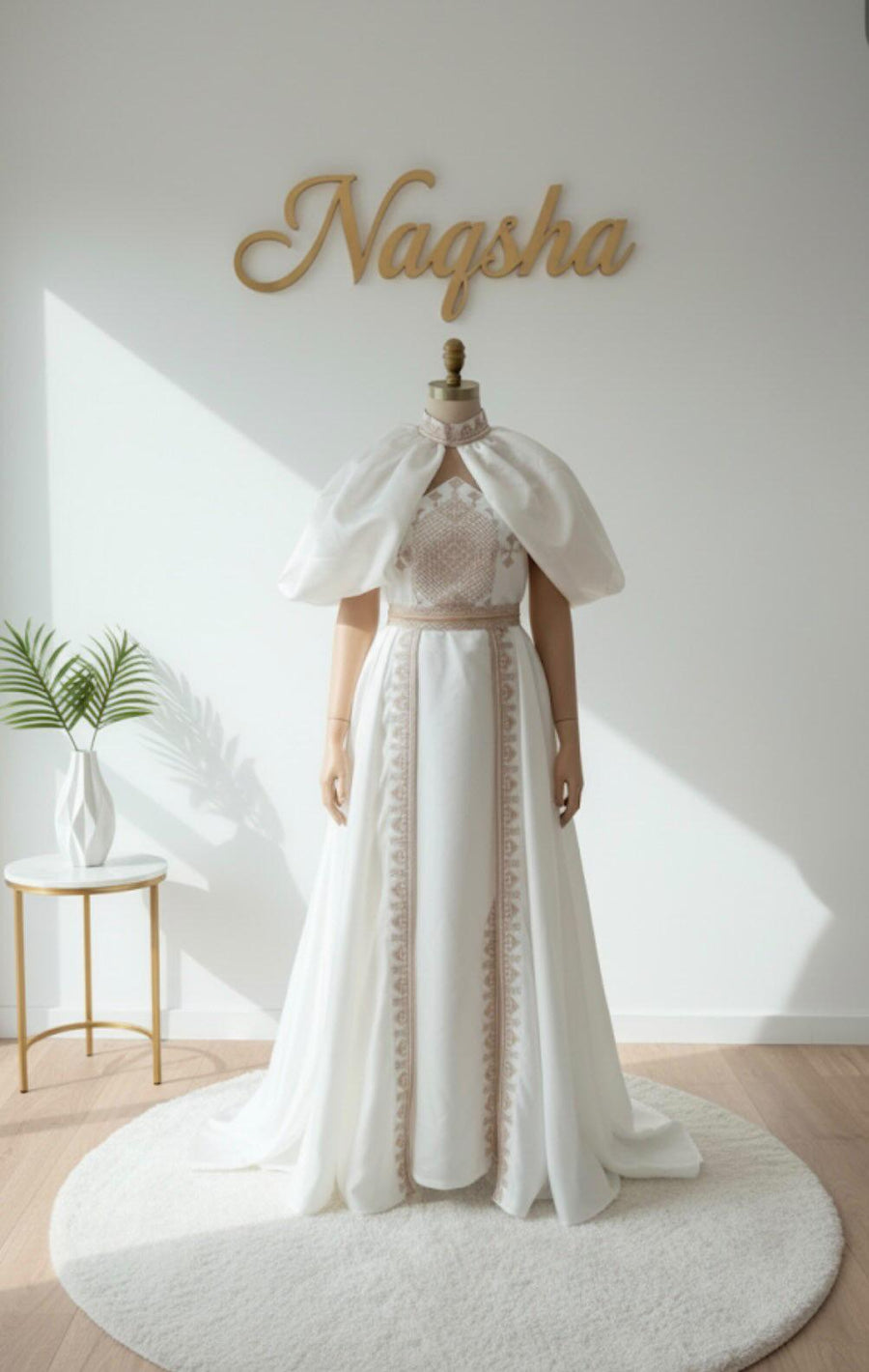 Ivory Tatreez Cape Gown