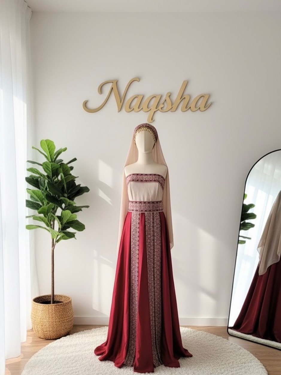 Blush Rose Tatreez Veil Gown